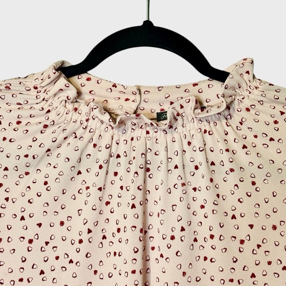 Adrianna Papell Women’s Medium Blouse Pink Red Hearts Valentines Day Dressy - Picture 4 of 7
